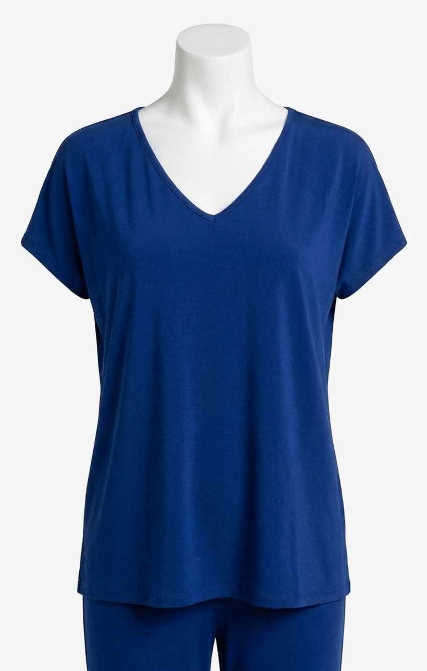 NEW SYMPLI v-neck slit sleeve top in twilight